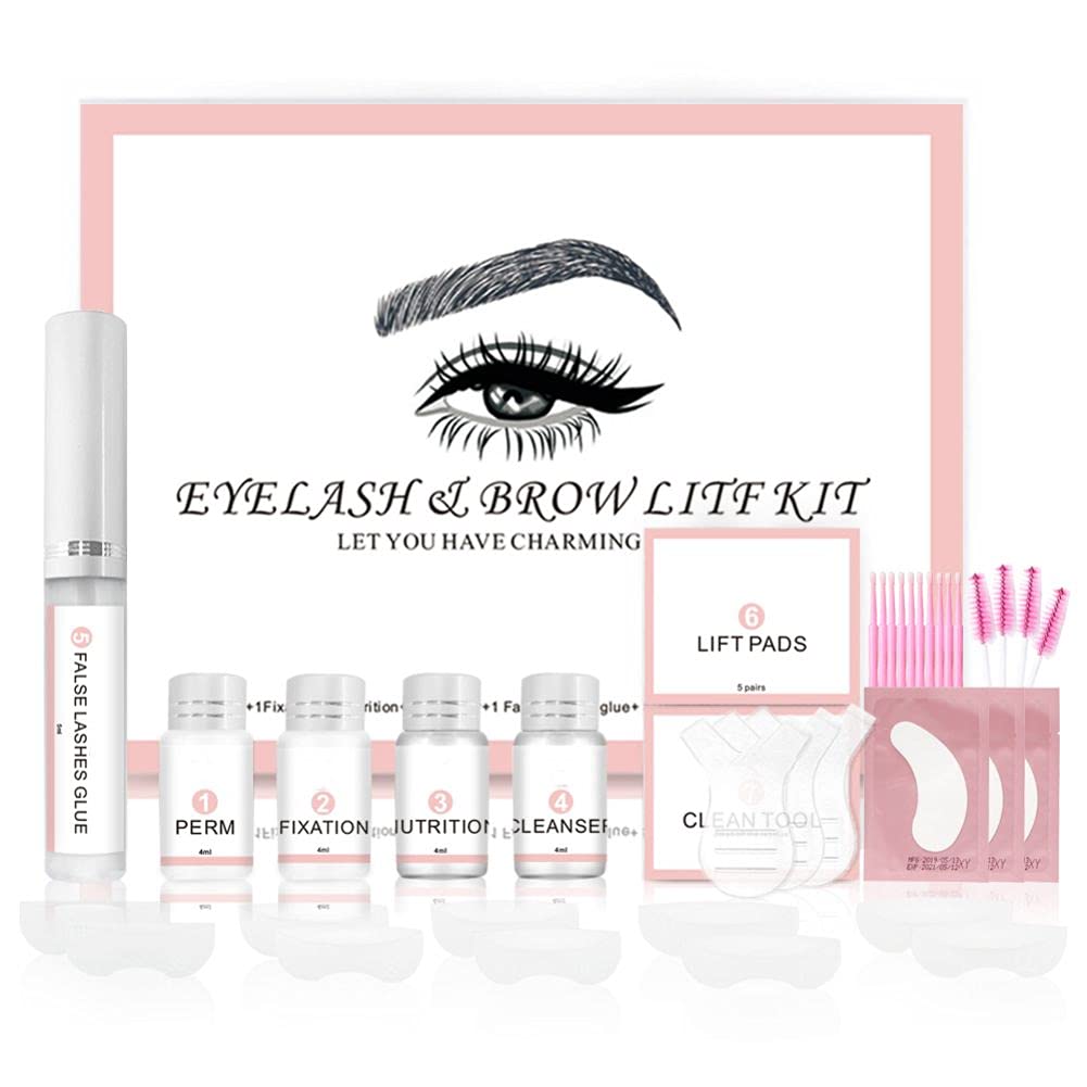 2-in-1 Eyelash & Eyebrow Enhancer Kit, Professional Eyelash Lifting Kit, DIY Perm Eyelashes and Eyebrows Semi-Permanent Salon Use