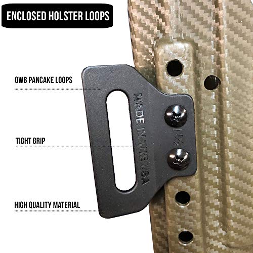 Holsterbuilder Holster Enclosed Pancake Wings - Pre-Drilled Hole Kydex Belt Attachment Holster Loop For Owb Gun Holsters - High-Grade Material - Kydex Pancake Wings With Mounting Hardware(Pair) #TOP2