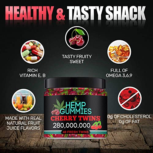 Healthergize Hemp Gummies Premium-Delicious Cherry Twins-Made In USA-Natural Hemp Candy-For Sleep, Relax, Calm, Chill… - Image 3