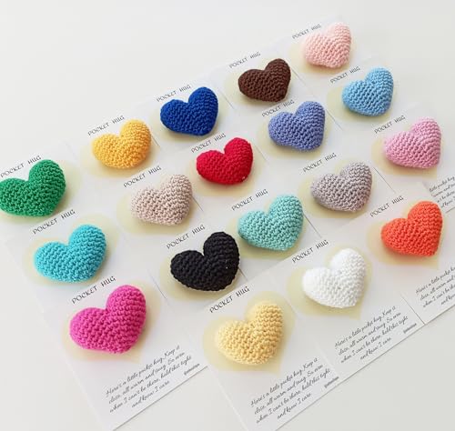 Cute Crocheted Pocket Hug Heart with Greeting Cards, Handmade Small Gifts, Cute Little Heart Pocket Hug & Gift Card, Thinking of You Love Gift For Family and Friends. (FLESH COLOR)2