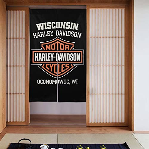 ハーレーダビッドソン のれん暖簾 四季兼用 簡単取り付け 玄関目隠し 寝室 浴室用 湯 リビング階段 お部屋の間仕切りドアカーテン 86cm*143cm