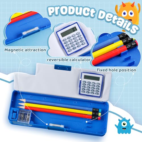 Image of Henoyso Multifunctional Pencil Box for Boys, Microorganism Pencil Case with Calculator and Sharpener, 2026 Back to School Supplies Organizer for Kids Teens Students, Science Learning Gift