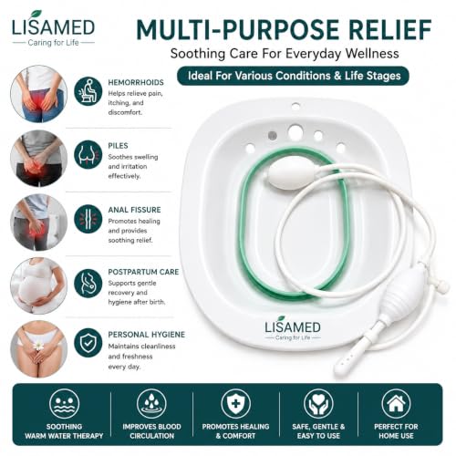 Image of Sitz Bath for Toilet Seat with Irrigation Tube & Air Pump | Portable Hemorrhoids, Piles, Fissure & Postpartum Relief Sitz Bath Basin