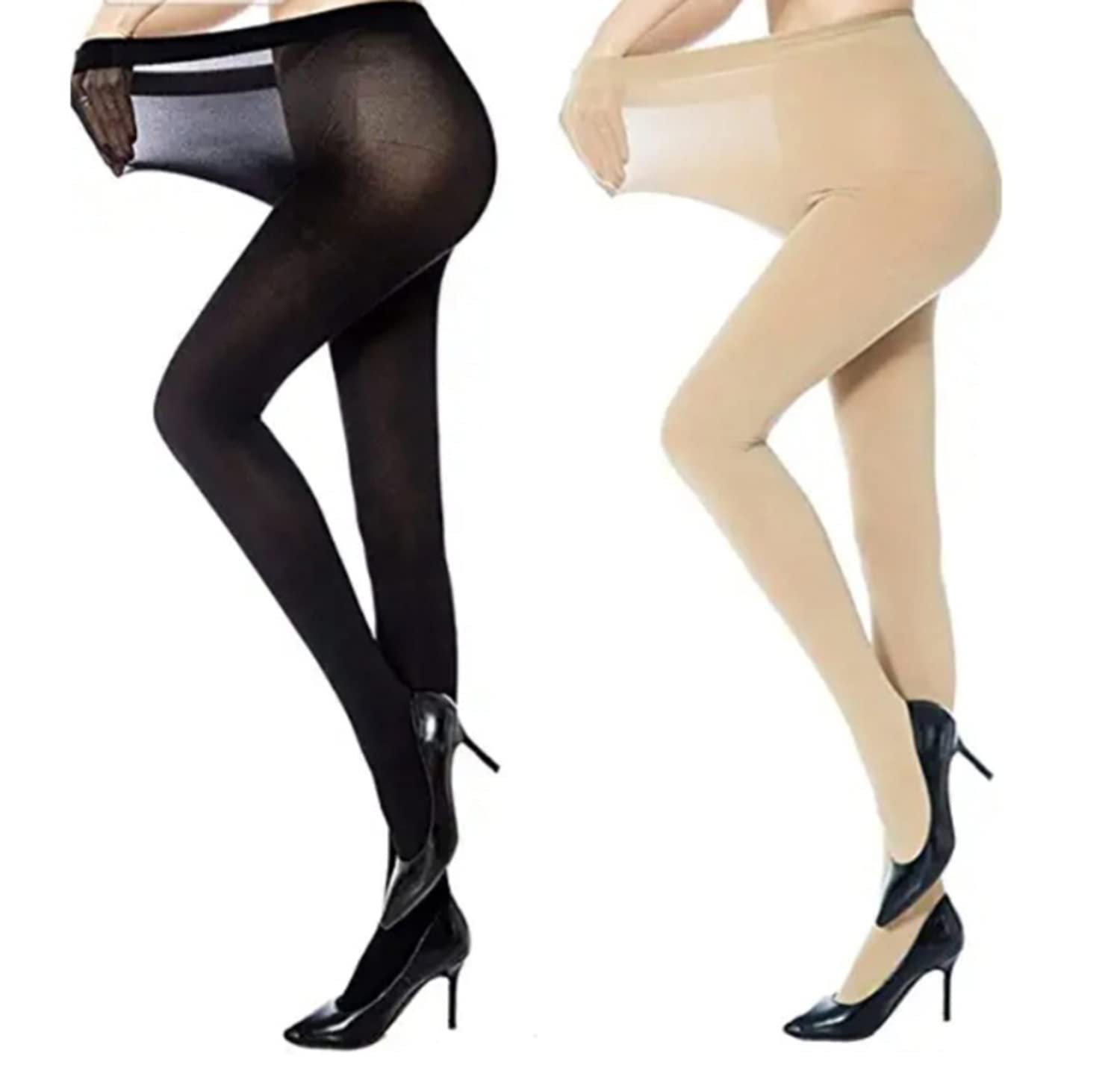 Women & Girl’s Stylish Pantyhose stockings Exotic Tights full length High Waisted Skin and Black Color (pack of 2 Pair)-image-24