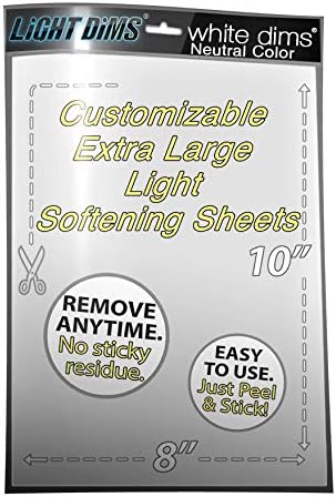 LightDims White Dims Dimming/Softening Sheets for Harsh LED Lights Extra Large Size (1 Sheet) Neutral Color Retail Packaging