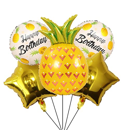 Chil 5Pcs Summer Tropical Party Balloons Flamingo Palm Tree Mylar Balloons Pineapple Balloons For Summer Hawaiian Beach Luau Themed Birthday Baby Shower Wedding Party Decoration #TOP6