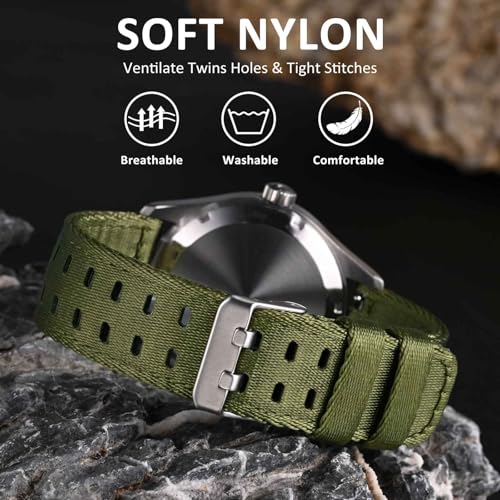 Image of WOCCI Double Holes Nylon Watch Bands, Silky Nylon Straps, Quick Release, Compatible Watch Lug Width 18mm 20mm 22mm