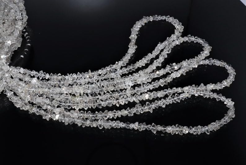 Naturalne białe samorodki Herkimer szorstkie koraliki 6-6,5 mm 40 cm długi sznurek tworzenie biżuterii, koraliki z kamieni szlachetnych do naszyjnika, bransoletki