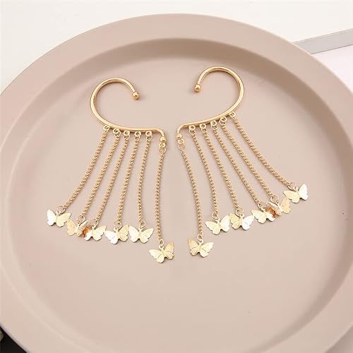 Butterfly Tassel Ear Cuff Wrap For Women Girls Climber Non Pierced Cuff Earrings Drop Dangle Clip On Earring Fairy Long Ear Cuffs Chain Crawler Daughter Girlfriend Birthday Christmas Gifts For Wife Mom #TOP5