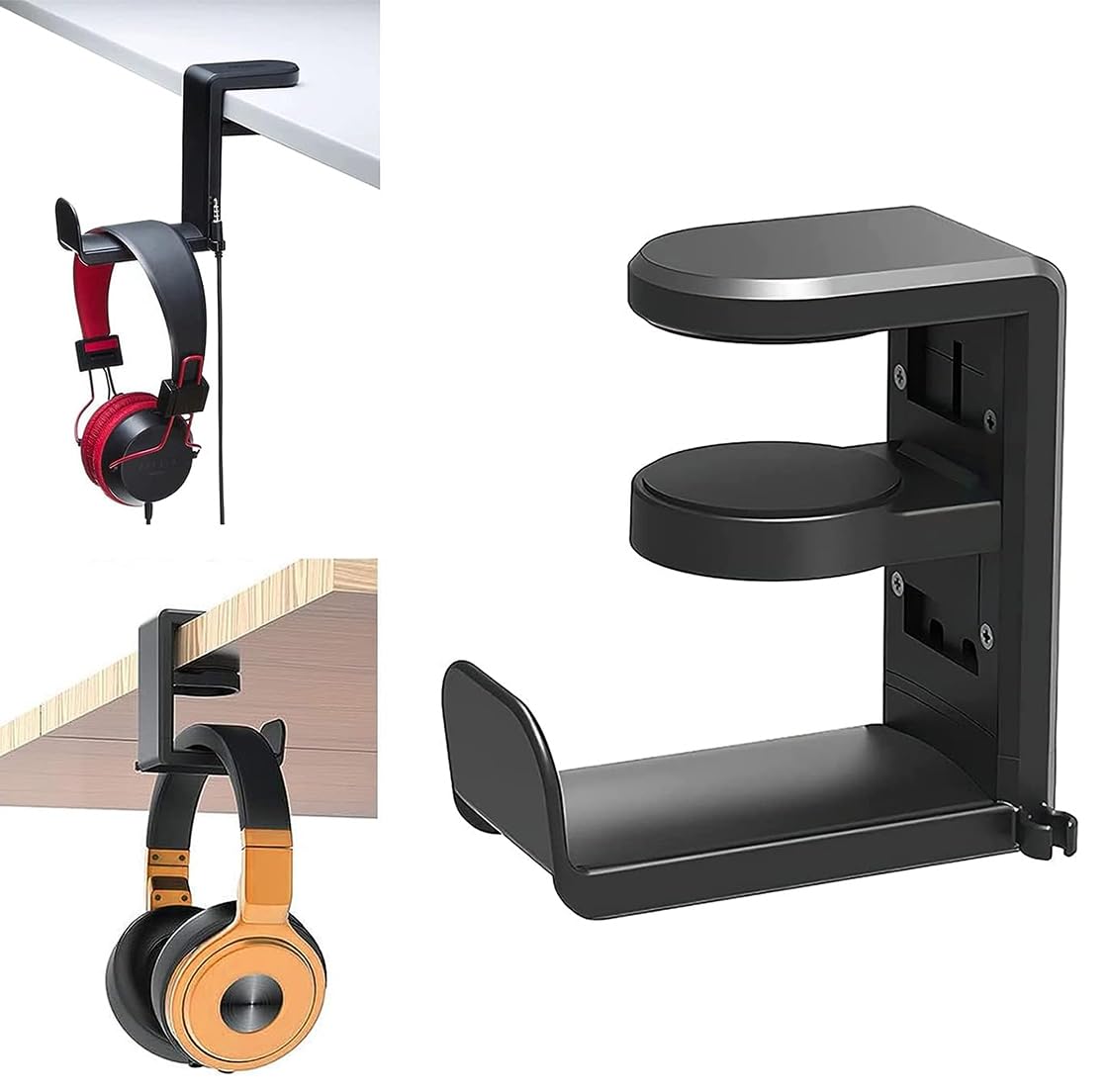 OIVO INDIA Headphone Stand, 360 Degree Rotation Headset Hanger Holder, Adjustable Gaming Headphone Hook Under Desk Mount Headset Clamp with Cable Organizer Clip (Black) OIVO INDIA Headphone Stand, 360 Degree Rotation Headset Hanger Holder, Adjustable Gaming Headphone Hook Under Desk Mount Headset Clamp with Cable Organizer Clip (Black)
