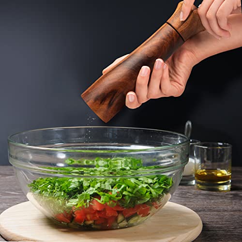 Wooden Salt And Pepper Grinder Set - Premium Acacia Wood Grinders With Adjustable Ceramic Grinding Mechanism - 8 Inch Refillable Salt And Pepper Mills #TOP2