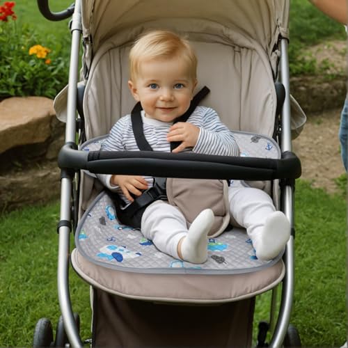 Image of INFANZIA Dry Seat,Car Seat Protector Waterproof Carseat Liner Potty Training Toddlers, Baby and Infants, Piddle Pad for Carseats Strollers (Gray Plane Car, 1 Pack)