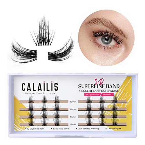 Image of CALAILIS Individual Lashes, DIY Eyelash Extensions, Super Thin Glue-based Band, Natural Look Reusable, Individual DIY Eyelashes(05MIX-C)