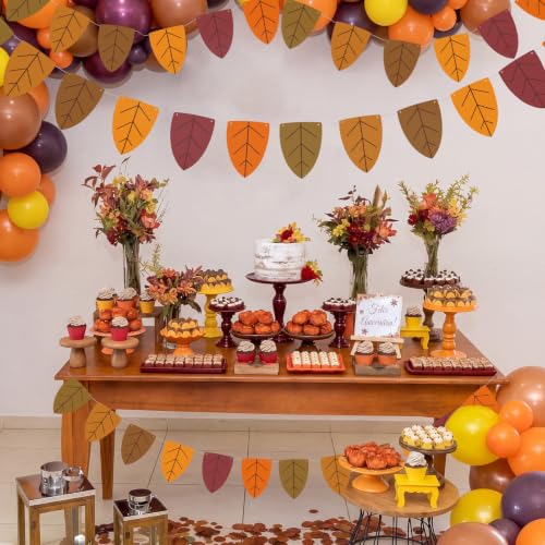 Image of VitalCozy 5 Pcs Back to School Decorations Fall Maple Leaves Banner Flags 49 ft Autumn Fall Thanksgiving Wedding Birthday Bridal Shower Engagement Halloween Party Supplies