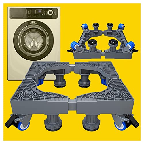 SAFAWOODES Base Ajustable para Lavadora, 41-65 de Largo y Ancho, pedestales Ajustables para Lavadora y Secadora, universales, Resistentes y Resistentes, 8 Patas, 4 Ruedas