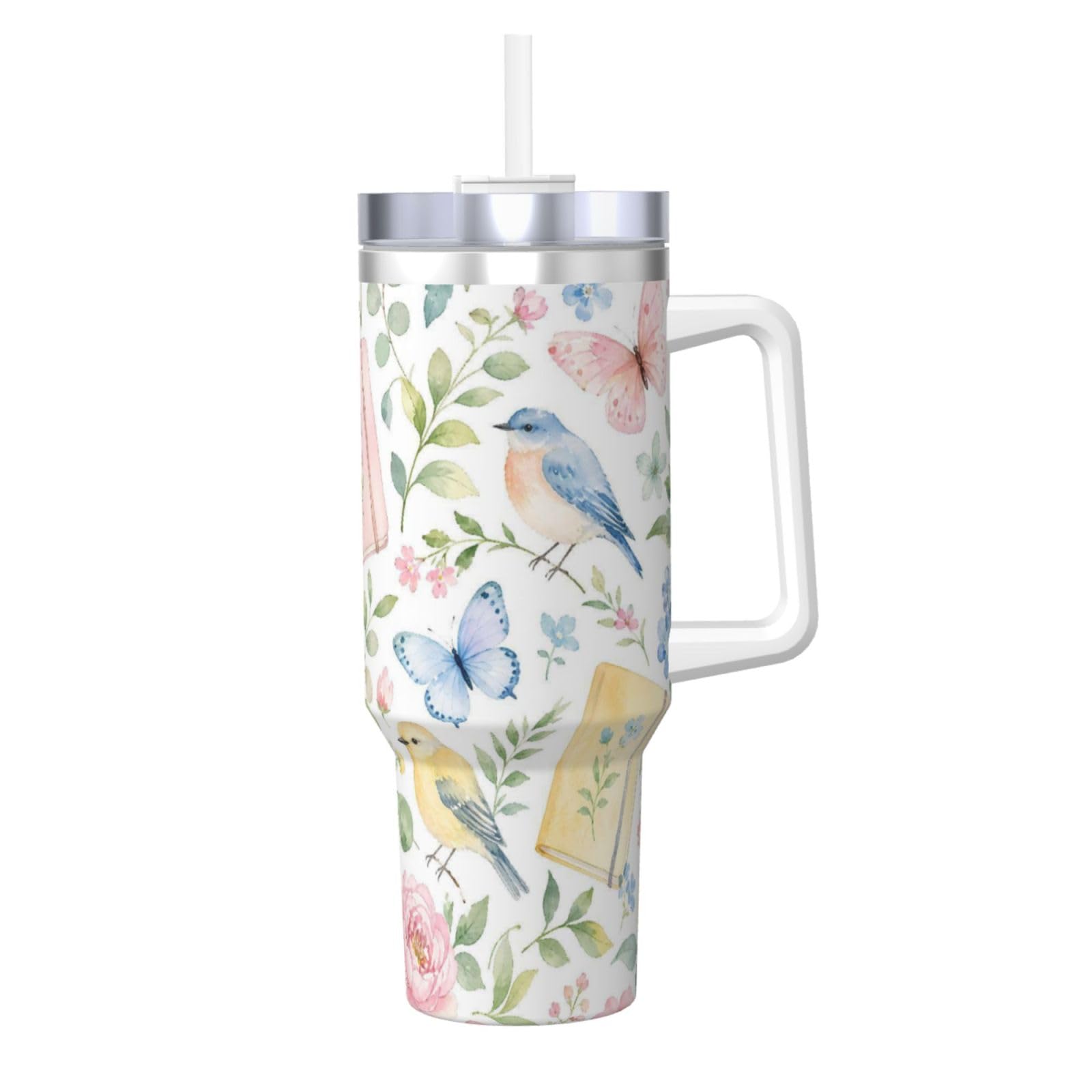 Vaso aislado de 40 oz Notebook Garden el regalo ideal con asa y pajilla