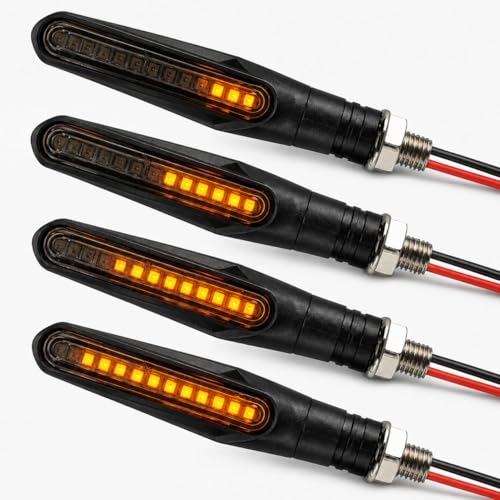 Veridius 4 Pièces Clignotant Moto LED 12V Indicateurs de Direction Étanche Flowing Clignotants Haute Luminosité Résistant flexible Signalisation pour...