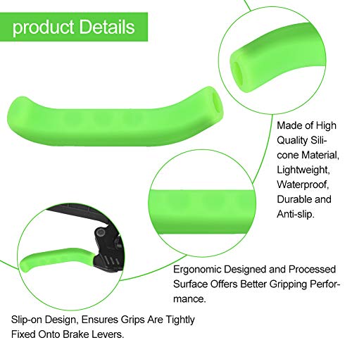 Keenso 2 x Brake Lever Grips, Silicone Brake Lever Protector 5 Colours Non-Slip Waterproof Cycling Protector (Green) - Image 3