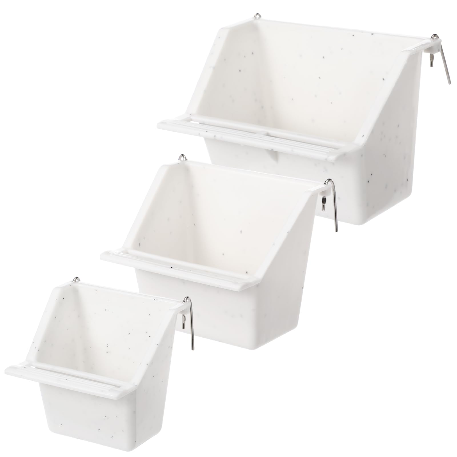 Lemonroad 3 Pcs Bird Cage Feeder Cups Plastic Food Bowl Dish, Milky White