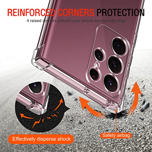 Image of Lustree Back Cover Transparent Case Compatible with Samsung Galaxy S22 Ultra | Clear + TPU Case with 4 Corner Air Cushion Protection & Camera Protection | Slim& Stylus Cover