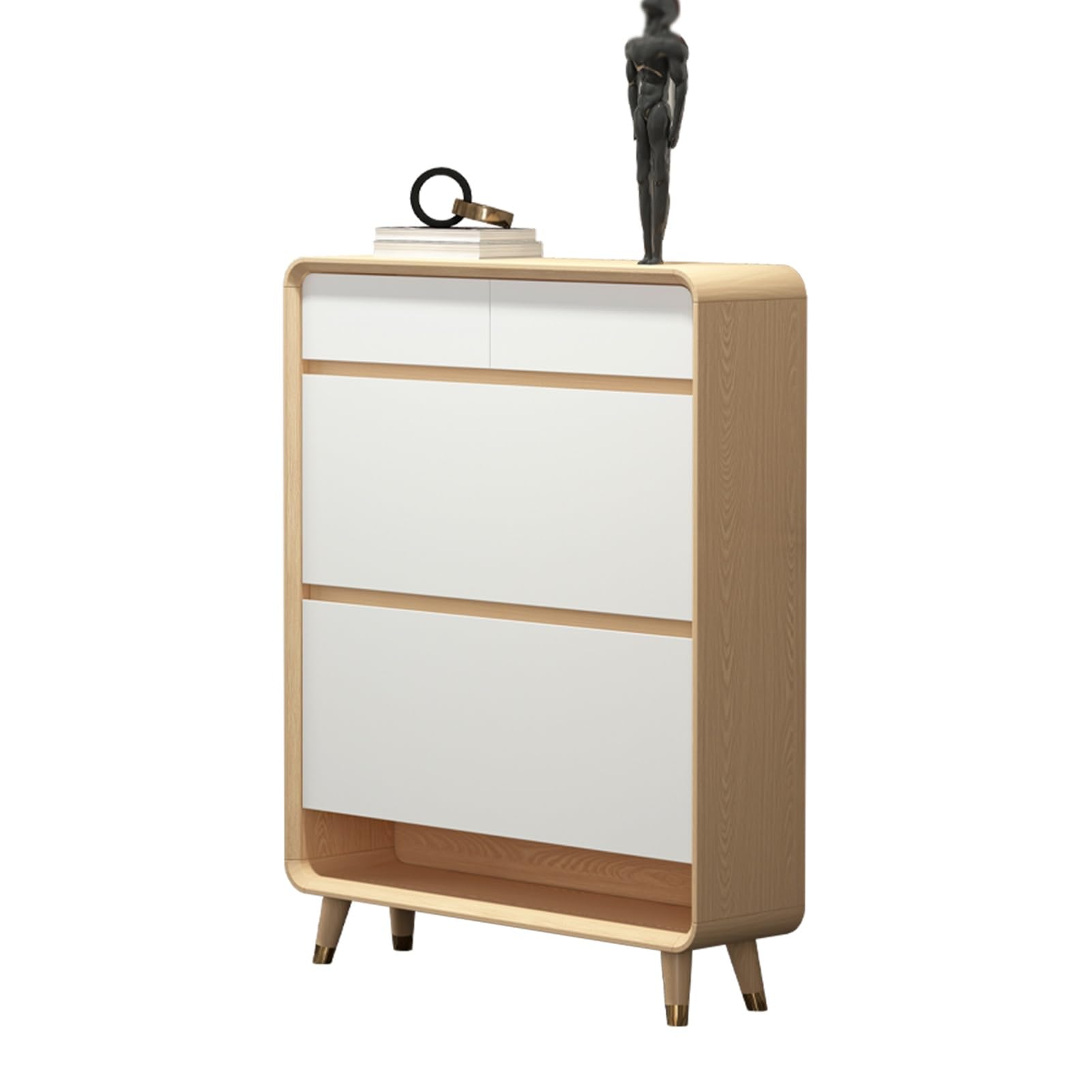 Schuhschrank, 2 Flip Tür Mit 2 Schublade, Schuhschränke für Flur Oder Eingangsbereich, Schuhschrank Schmal Schuhregal, für Flur, Wohnzimmer, Schlafzimmer(120x70x18.5cm/47.2x27.6x7.3in)