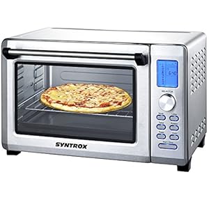 Syntrox Germany 38 liter digitale roestvrij stalen mini staande oven met circulatielucht en draaispies, minioven, mini-oven, pizzaoven