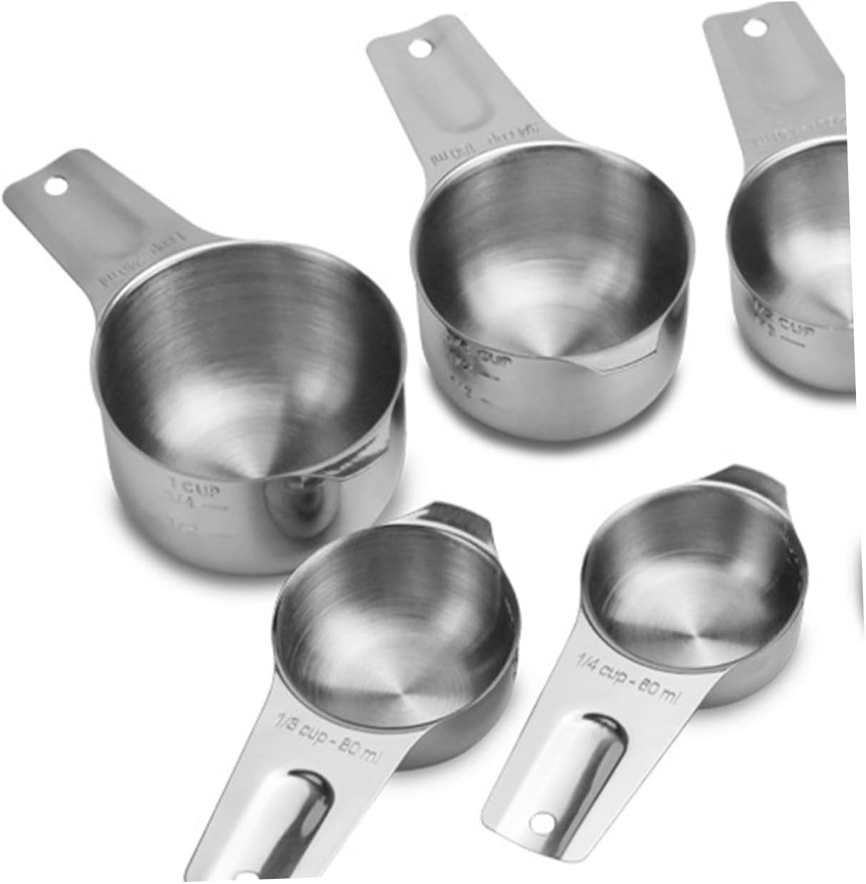 SECFOU 7pcs Stainless Steel Measuring Cup Set Scale Heat Resistant Rustless Nesting Baking Cooking Tool for Kitchen