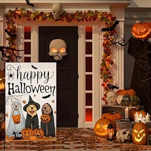 Happy Halloween Dog Pumpkin Garden Flag 12x18 Double Sided for Outside,Golden Retriever Fall Autumn Witch Hat Small Burlap Yard Flag for Outdoor Holiday Home Decor Happy Halloween Dog Pumpkin Garden Flag 12×18 Double Sided for OutsideGolden Retriever Fall Autumn Witch Hat Small Burlap Yard Flag for Outdoor Holiday Home Decor