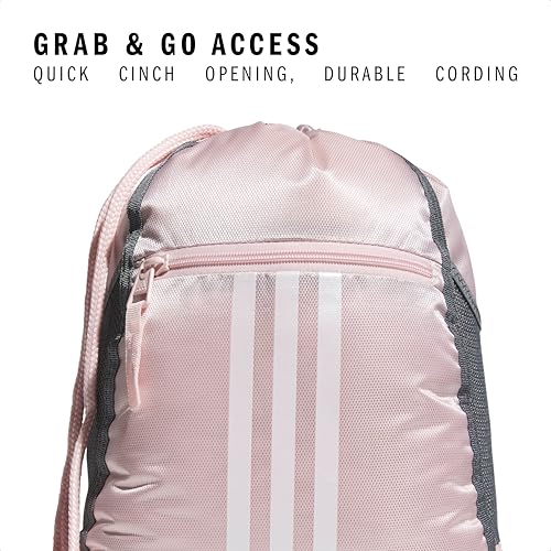 Image of adidas Alliance Sackpack - Drawstring Backpack for Sports, Small Gym, Sandy Pink /White /2, One Size, Alliance Sackpack - Drawstring Backpack Small Bag for Men and Women