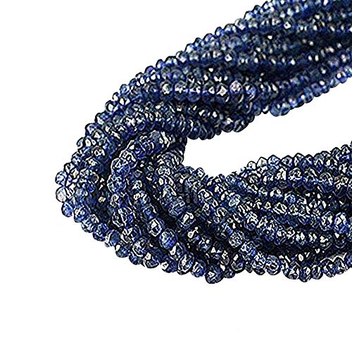 AAAmazing Quality 100 Percent Natural Iolite Micro Faceted 3-4mm Gemstone Beads Rondelle 13" Length GemMartUSA (RLIO-70002)