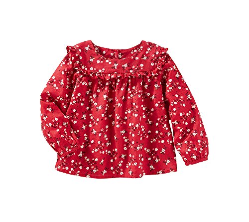 OshKosh B'Gosh Girls' 2T-4T Long Sleeve Floral Ruffle Top 4T