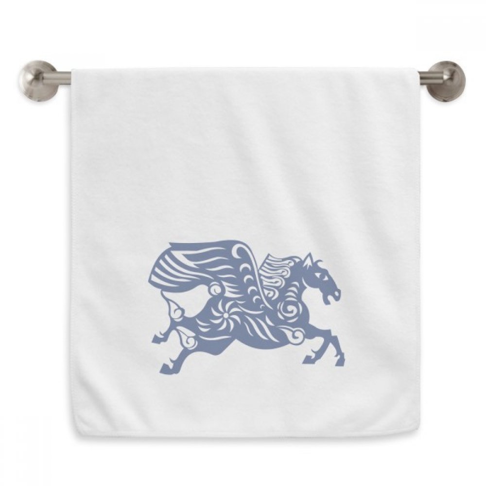 Serviettes débarbouillettes Cheval zodiaque Chine blanc coton