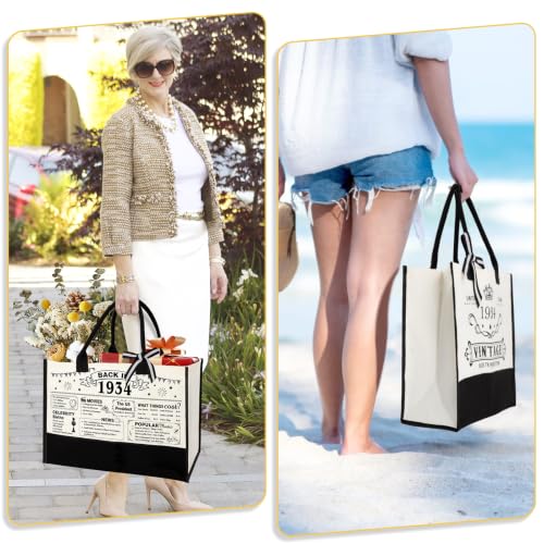 Image of 92nd Birthday Gift for Women-Vintage 1934 Canvas Tote Bag,Makeup Bag,Poster