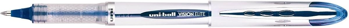 Bolígrafos roller uni-ball UB-200 Vision Elite azul. Punta de bolígrafo mediana de 0,8 mm para escritura a mano, dibujo, arte, coloración y diario súper suaves. Tinta Uni Super líquida resistente a la decoloración y al agua. Paquete de 12 | Tecnología Airplane Safe, flujo de tinta indeleble y constante.