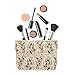 Makeup Bags for Purse Zipper Cosmetic Pouch Large Travel Canvas Make Up Organizer Tool Pouch for Women and Girls,Daisy White