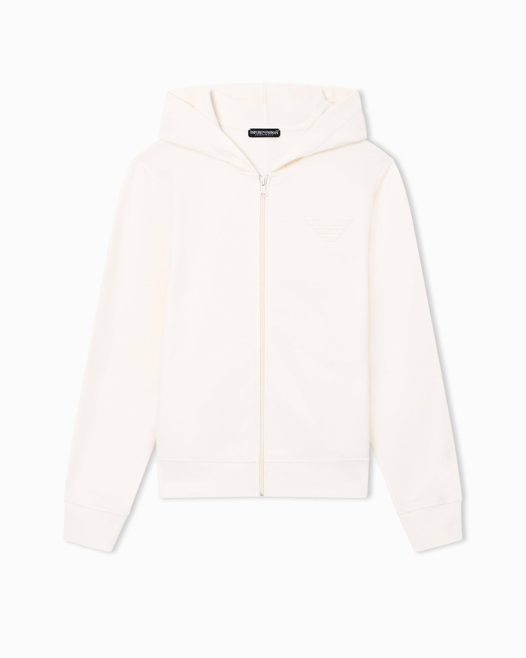 Emporio Armani Damen Weiß -Sweatshirt Mit Kapuze, Durchgehender Reißverschluss, Größe L, L