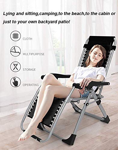 Chaise inclinable pliable zero gravity grand format réglable avec coussin violet - 4