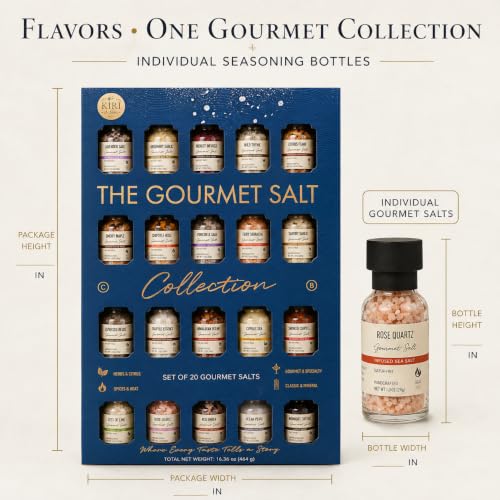 Image of Gourmet Salt Sampler Collection, 20 Premium Cooking & Finishing Seasonings | Includes Truffle, Smoked, Garlic, Merlot & Sriracha Flavors, Vegan, Perfect for Grilling, Roasting, BBQ & Everyday Cooking