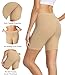 Jaanvi fashion No Front Seam Biker Shorts for Women with Pockets, Yoga Workout Gym Bike Shorts (Pack of 2, Nude-M)