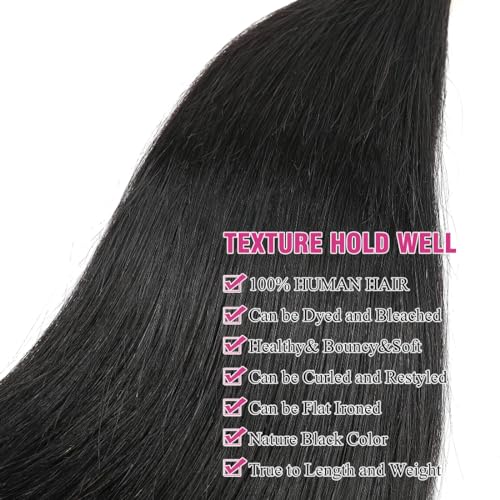 Autto Hair Unprocessed Peruvian Virgin Hair Straight Hair One Bundle 20Inch Virgin Human Hair Weave Extension Weft Natural Black Color (100+/-5G)/Bundle Can Be Dyed And Bleached thumb #3