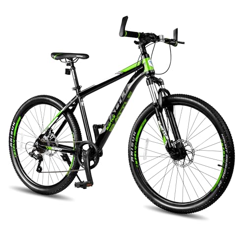 Image of Vaux Battle 518 Gear Cycle for Men 26T with 17 inch Alloy Frame, MTB Cycle with 7 Speed Gears & Front Lockout Suspension, Suitable for Age Group 12+ Years (Green)