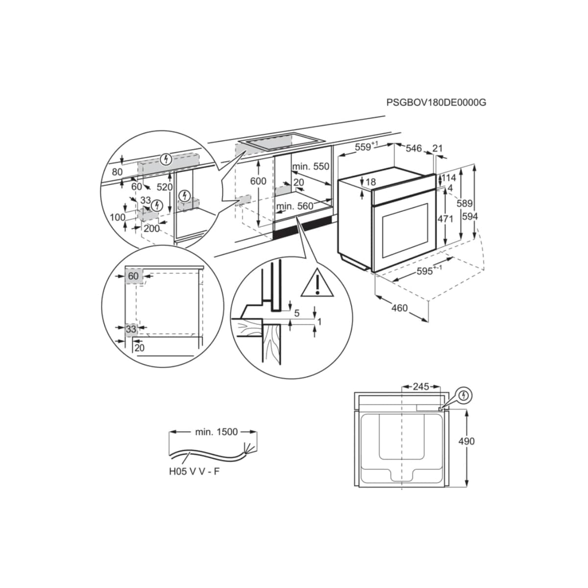 AEG BSE998230M 70 L A++ Noir, Acier inoxydable