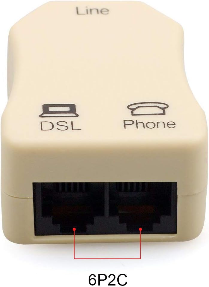 In-line DSL Splitter Adapter with Noise Filter for Telephone Phone Fax Accessory (Pack of 2)