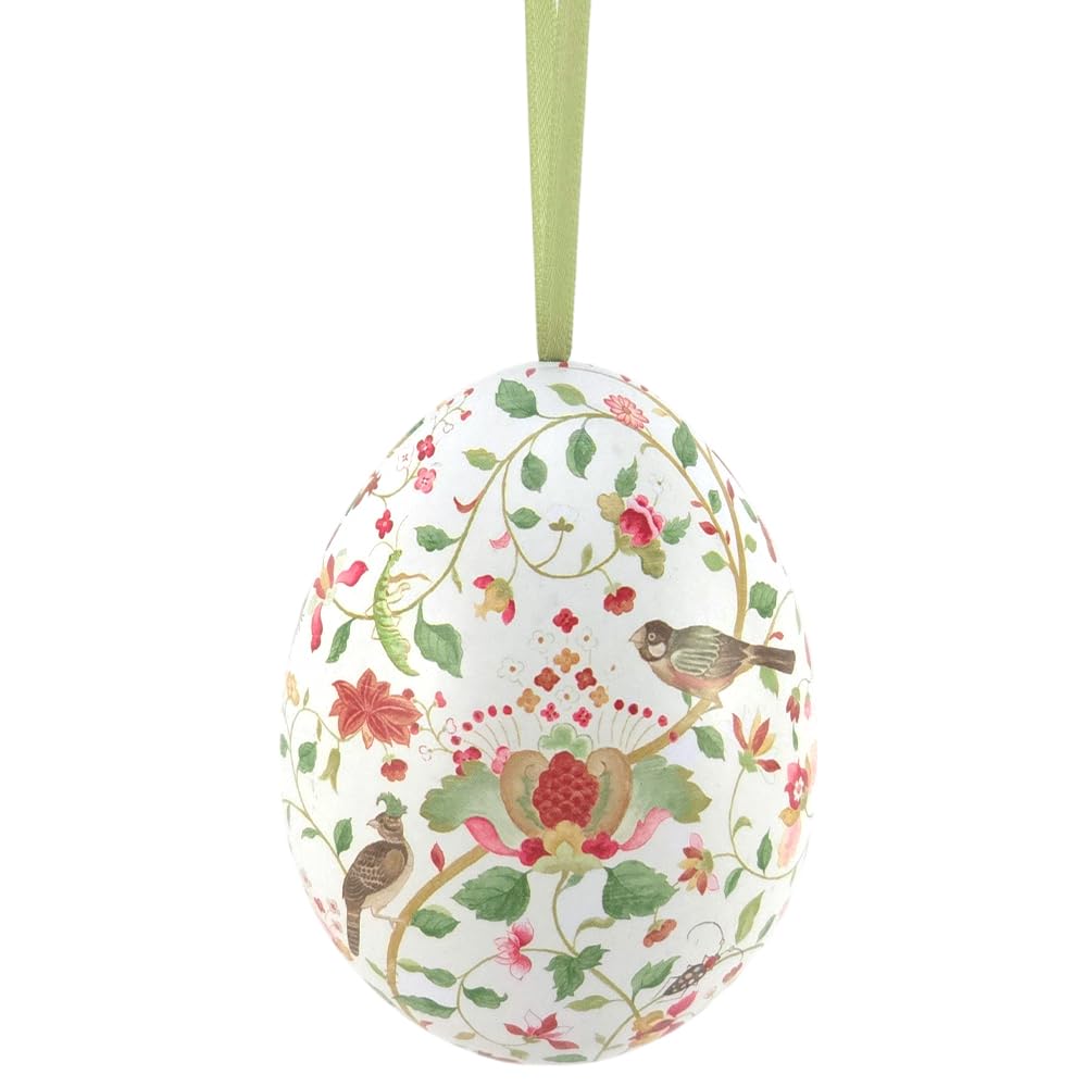 That's Crackers Tropical Birds | Two Part Hanging Easter Egg | Fillable Tin | Sanderson 7cm Tall