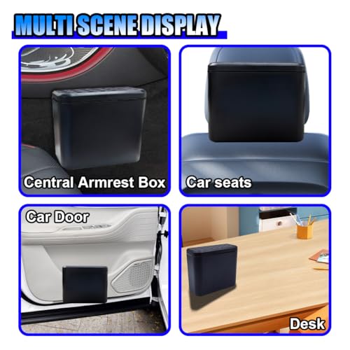 Image of Portable Hanging Auto Leakproof Garbage Organizer, Waterproof Mini Dustbin with 1 Roll Trash Bag, Auto Leakproof Garbage Organizer, Multi-Purpose for Car, Vehicle, Office, Home (Black)