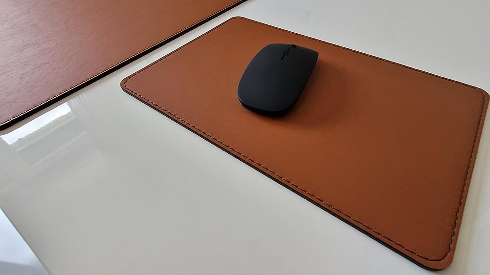 PM Schreibtischunterlage Echt Leder cognac braun mit Mauspad Rindsleder (60cm x 40cm)
