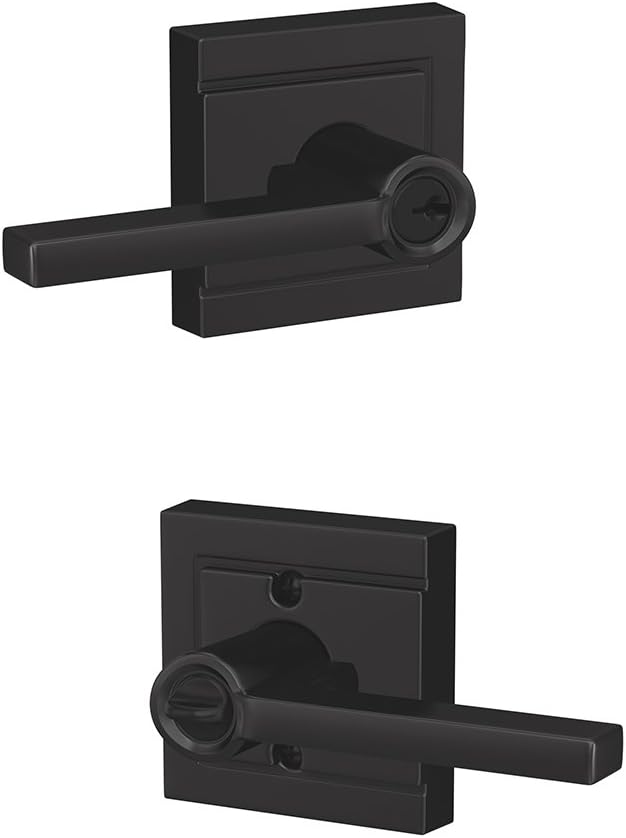 SCHLAGE F51A LAT 622 ULD Latitude Lever with Upland Trim Keyed Entry Lock, Matte Black