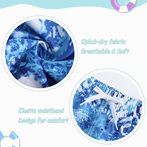 Qterdiz Boys Swim Shorts Beach Swim Trunks For Boys Kids Drawstring Board Shorts Quick Dry Swimwear Blue Tie Dye Size 8/7-8 Years #TOP3