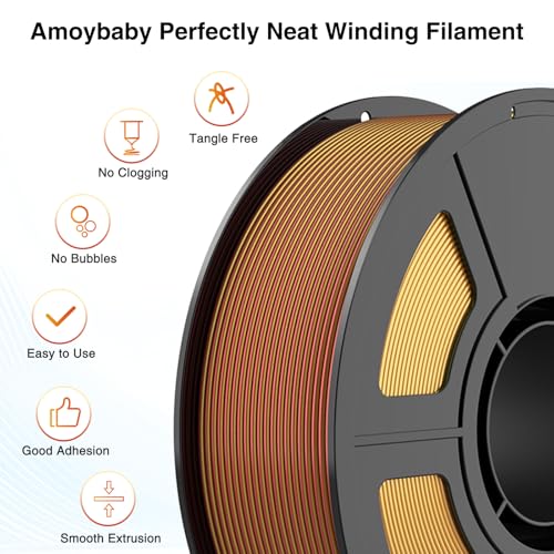Image of Silk PLA 3D Printer Filament, Silk Dual Color Gold Red PLA Filament 1.75+ /-0.03mm, Shiny Coextrusion PLA Filament, Color Change 3D Printing Filament 1KG /2.2lb