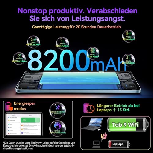 Blackview Tab9WiFi 11 Zoll Tablet Android 14 2K FHD+, 18GB + 256GB(TF 2TB), Octa-Core Gaming Tablet mit Schutzhülle, Gemini AI, 13MP + 8MP, 8200mAh, GMS, Face ID – Bild 6